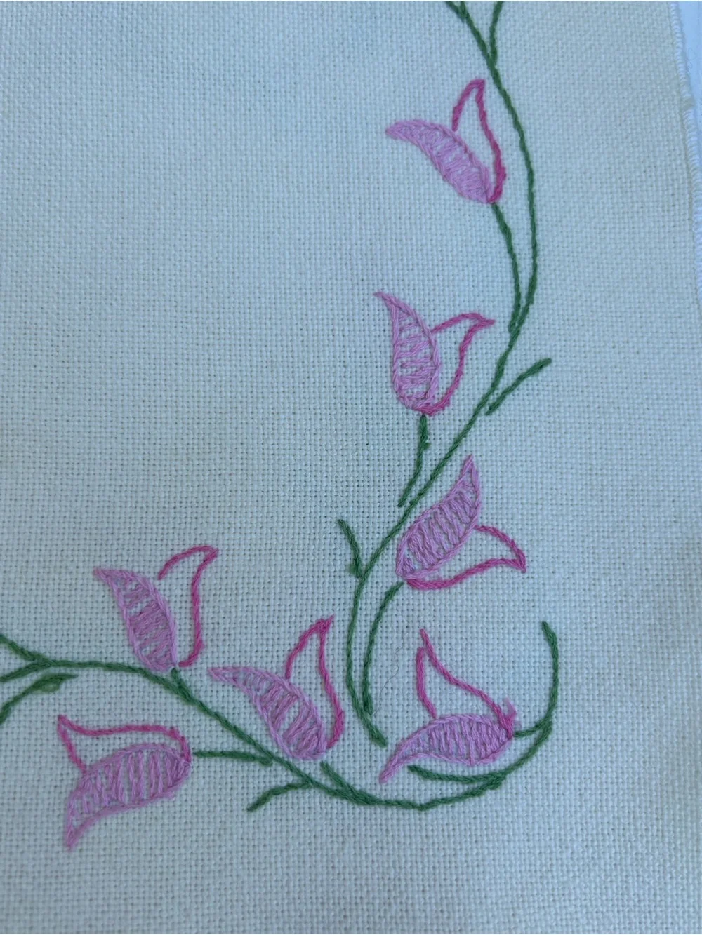 Vintage Placemat Pink Floral Basket Embroidered Linen Placemat Lot of Four 11x16